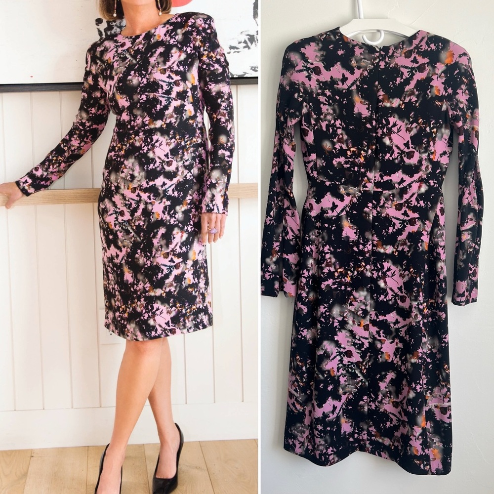 Bottega Veneta midi dress floral 100 SILK dress long sleeve dress